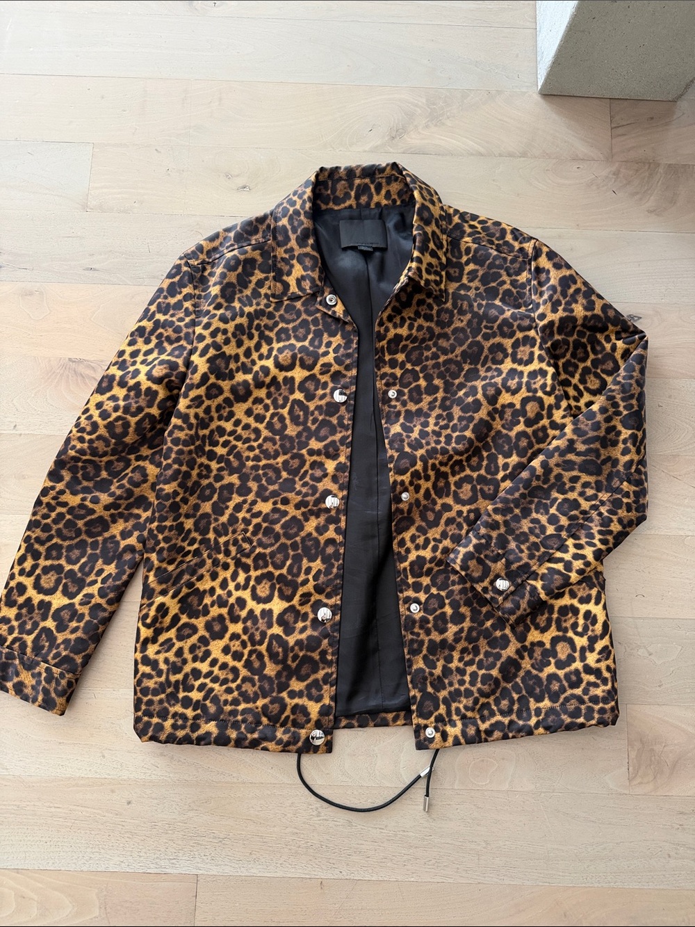 Alexander Wang Leopard-Print Lined Nylon Oversized Snap Front Jacket